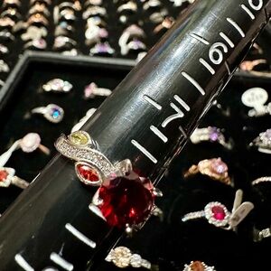 Fragrant Jewels Red Gemstone Ring with Four Additional Colorful Crystals